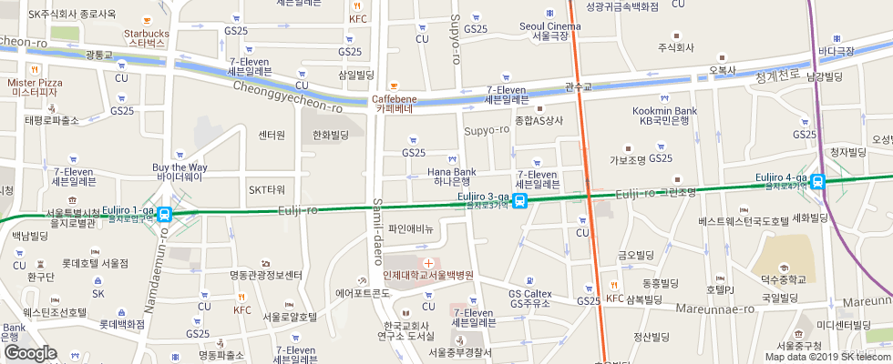 Отель Holiday Inn Express Seoul Euljiro на карте Южной Кореи