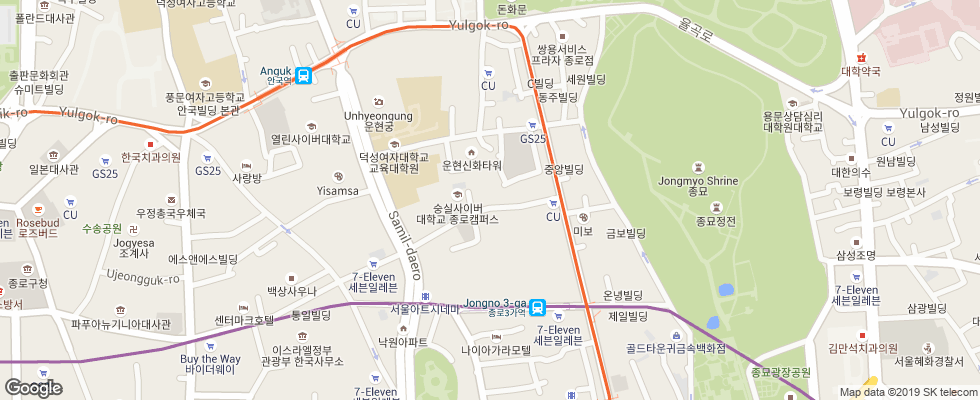 Отель Ibis Ambassador Insadong на карте Южной Кореи