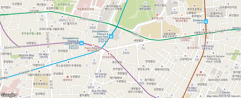 Отель Ibis Budget Ambassador Dongdaemun на карте Южной Кореи