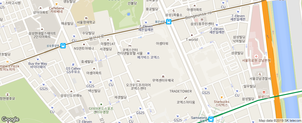 Отель Intercontinental Seoul Coex на карте Южной Кореи
