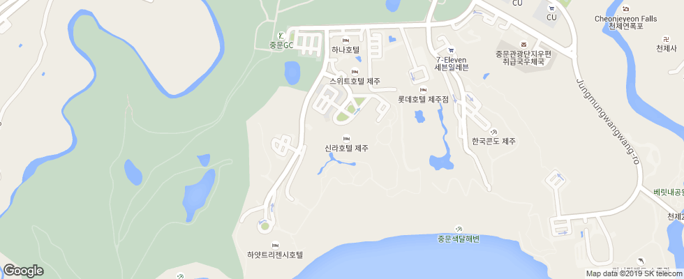 Отель Jeju Lotte на карте Южной Кореи