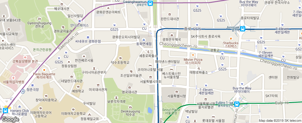 Отель Koreana на карте Южной Кореи