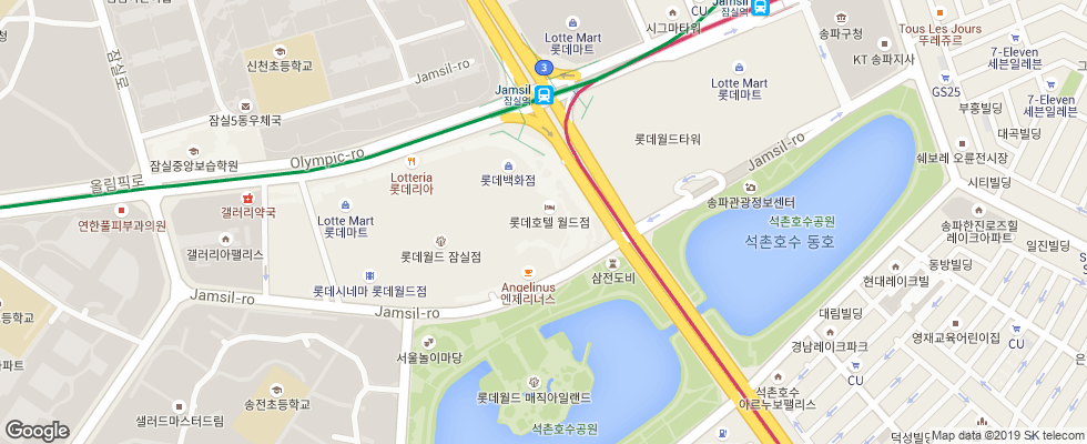 Отель Lotte World на карте Южной Кореи