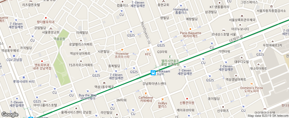 Отель Noblesse Yeoksam на карте Южной Кореи
