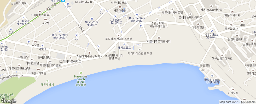 Отель Paradise Pusan на карте Южной Кореи