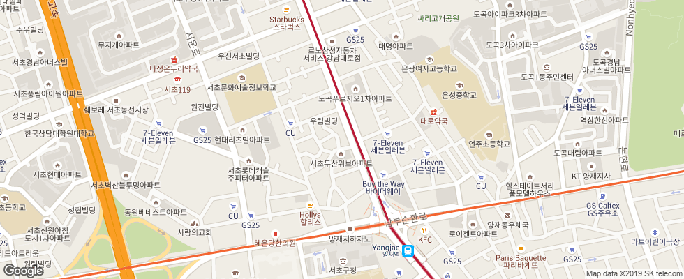 Отель Peyto Gangnam на карте Южной Кореи