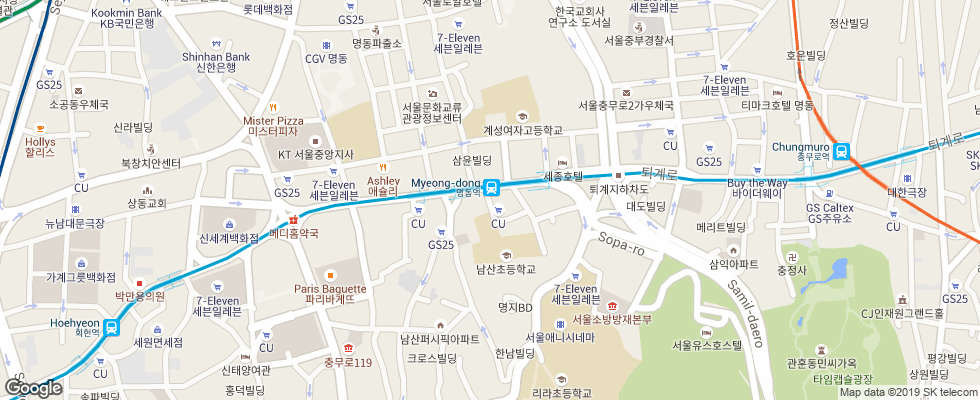 Отель Prince на карте Южной Кореи