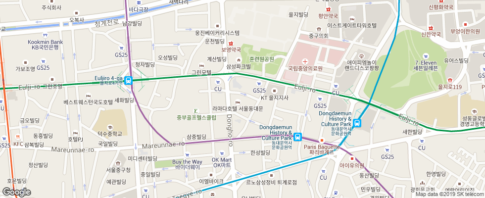 Отель Ramada Seoul Dongdaemun на карте Южной Кореи