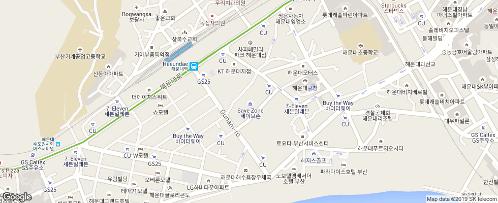 Отель Riviera Busan на карте Южной Кореи
