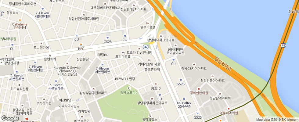 Отель Riviera Seoul на карте Южной Кореи